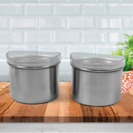 Stainless Steel Airtight Containers with See-Through Lid – 2 Pc (500 ML)