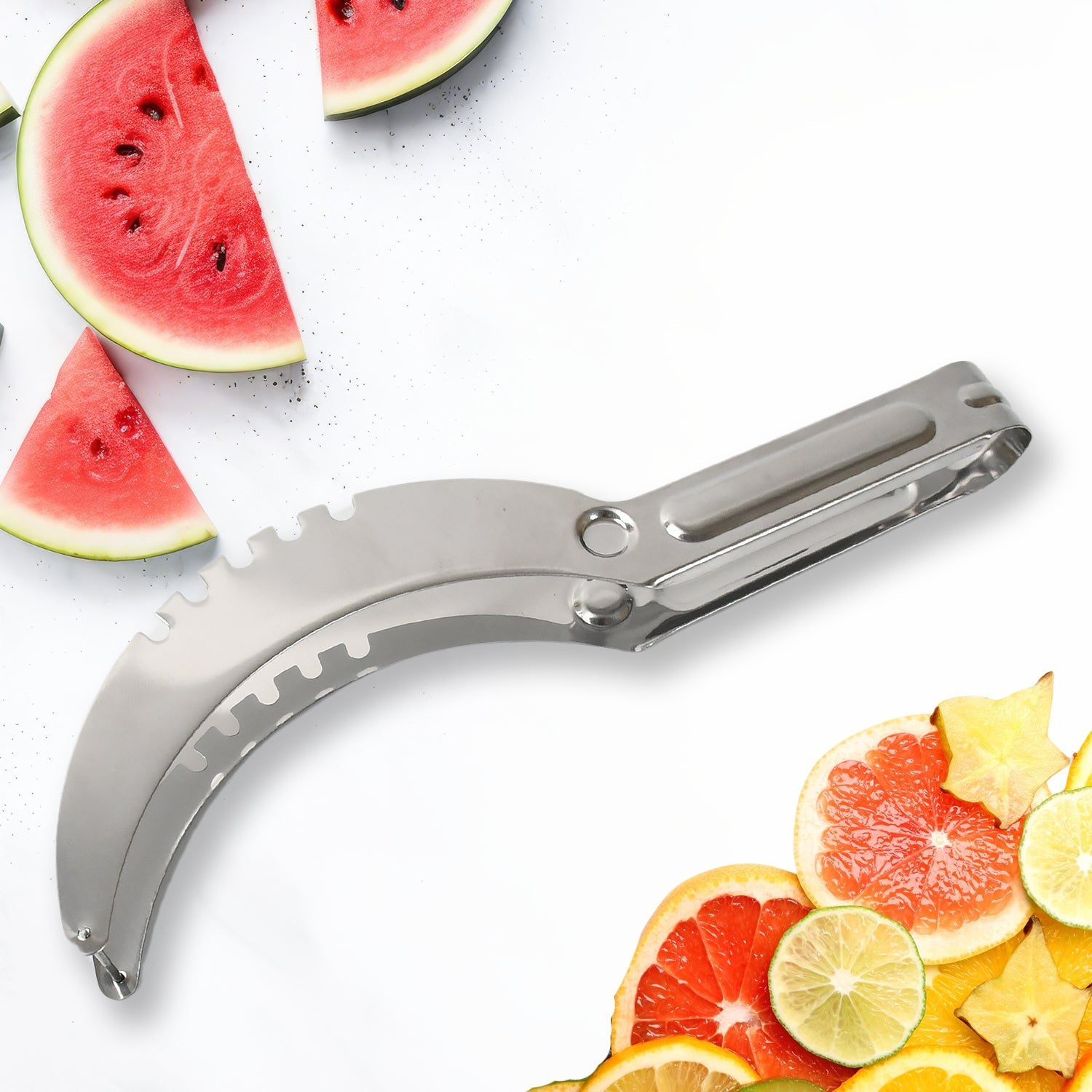 3-in-1 Stainless Steel Watermelon Slicer & Corer – Easy Fruit Cutter