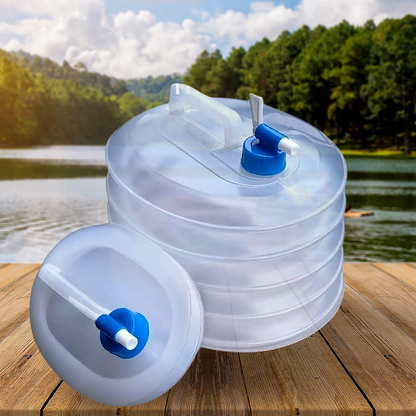 Outdoor Camping Collapsible Portable Water Container – 5L, BPA-Free with Tap Valve & Handle