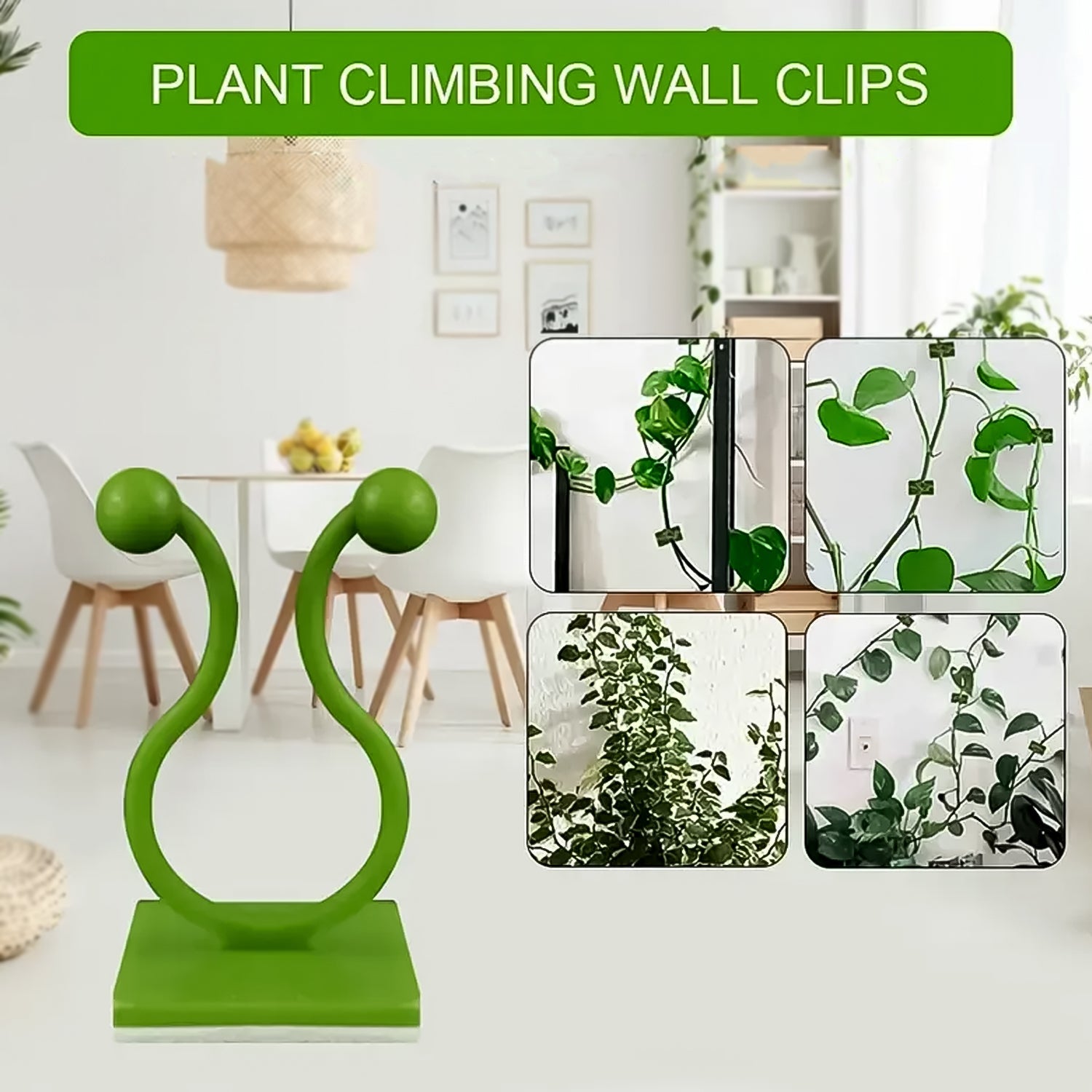 Plant Climbing Wall Fixture Clips – Self-Adhesive Vine Support Hooks for Home & Garden - Pack of 100