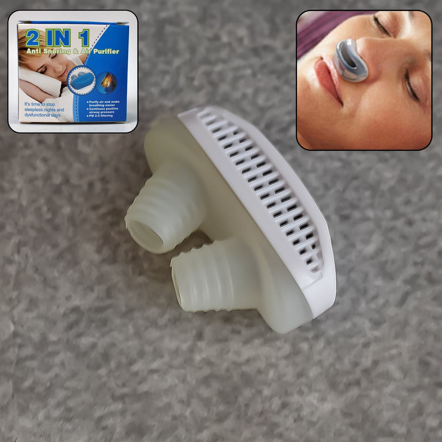 2 in 1 Anti Snoring Nose Clip with Air Purifier & Storage Case (1 Pc)