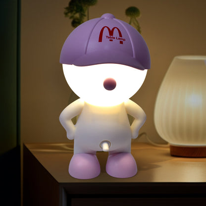 Cartoon LED Desk Night Light – USB Rechargeable with Head Cap