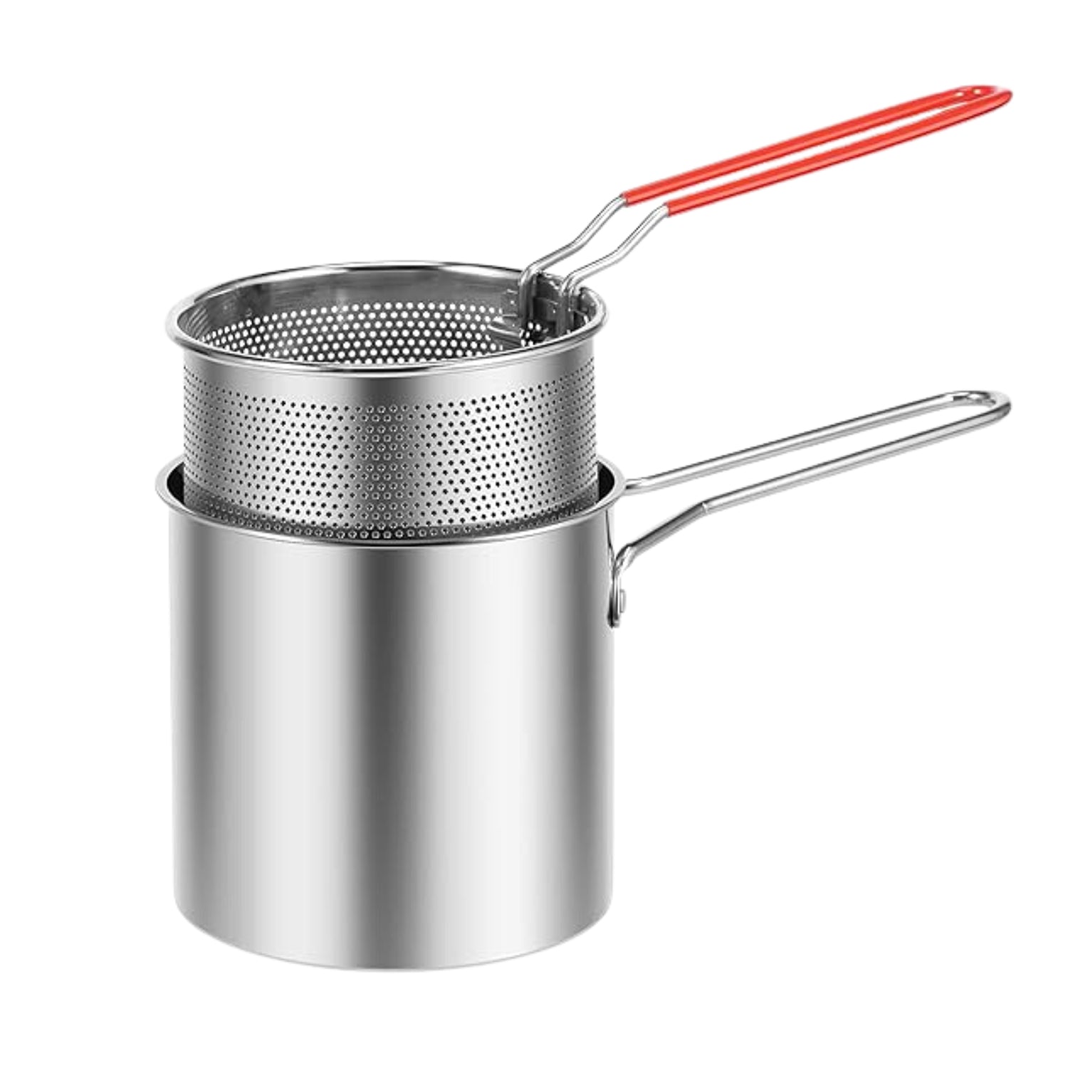 Small Deep Frying Pot with Strainer Basket for Oil-Saving Cooking