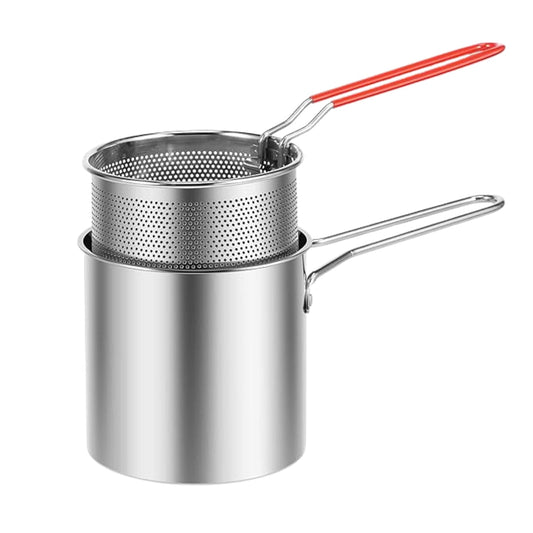 Small Deep Frying Pot with Strainer Basket for Oil-Saving Cooking