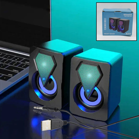 RGB Desktop Speakers – USB Powered Plug & Play (2 Pc Set)