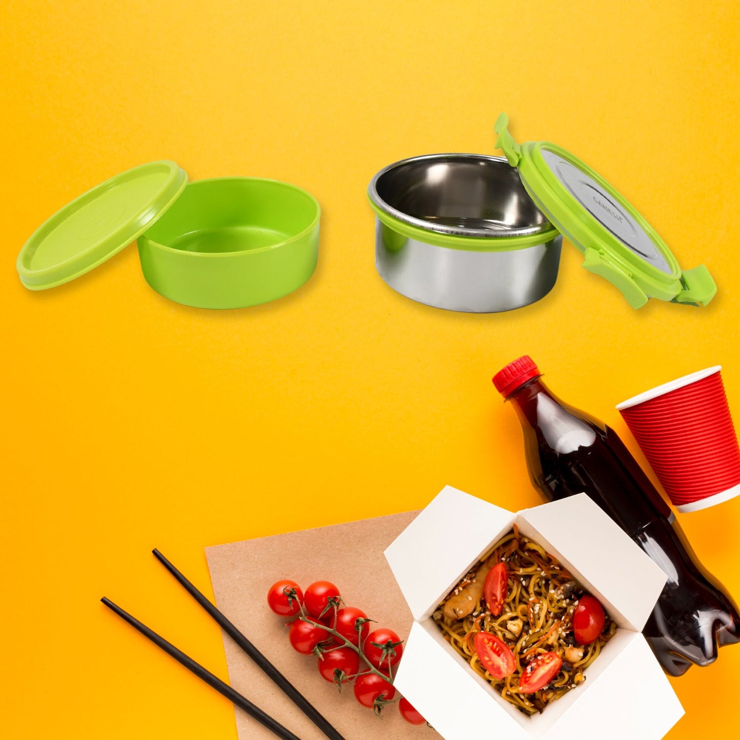 Stainless Steel Tiffin with 4-Side Lock Lid – Airtight & Leakproof Dabba