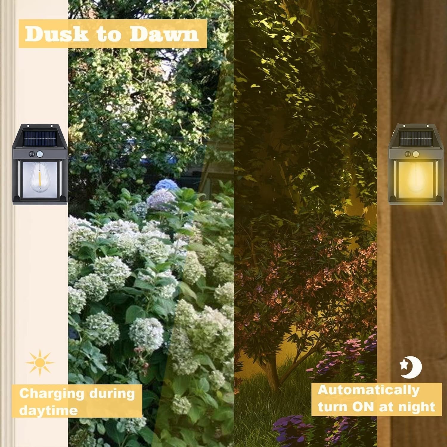 Solar Wall Lantern – Wireless Motion Sensor Dusk-to-Dawn Light