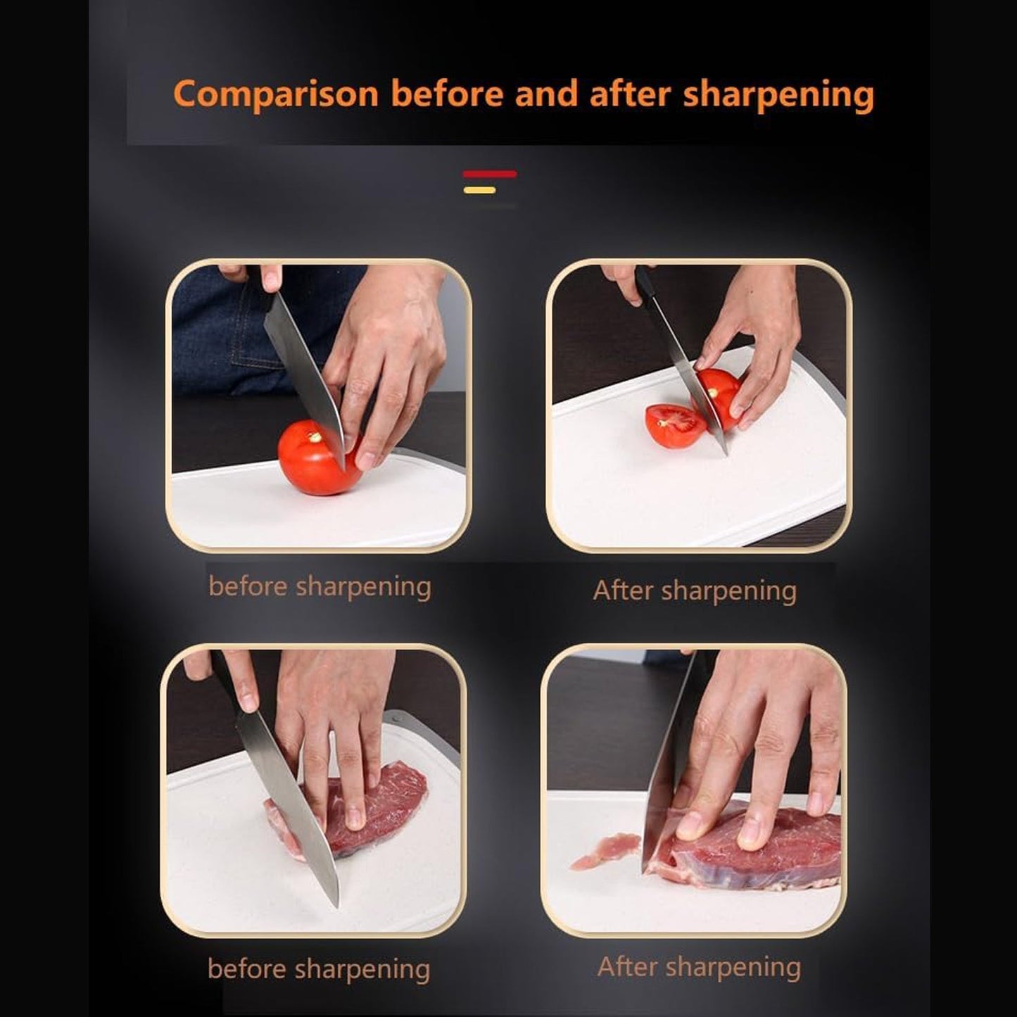 Handeld Kitchen Knife Sharpener for Chefs with 3-Step Sharpening System