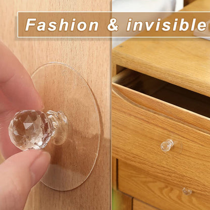 Clear Diamond Crystal Cabinet Knob – Self Adhesive Handle (5 pcs)
