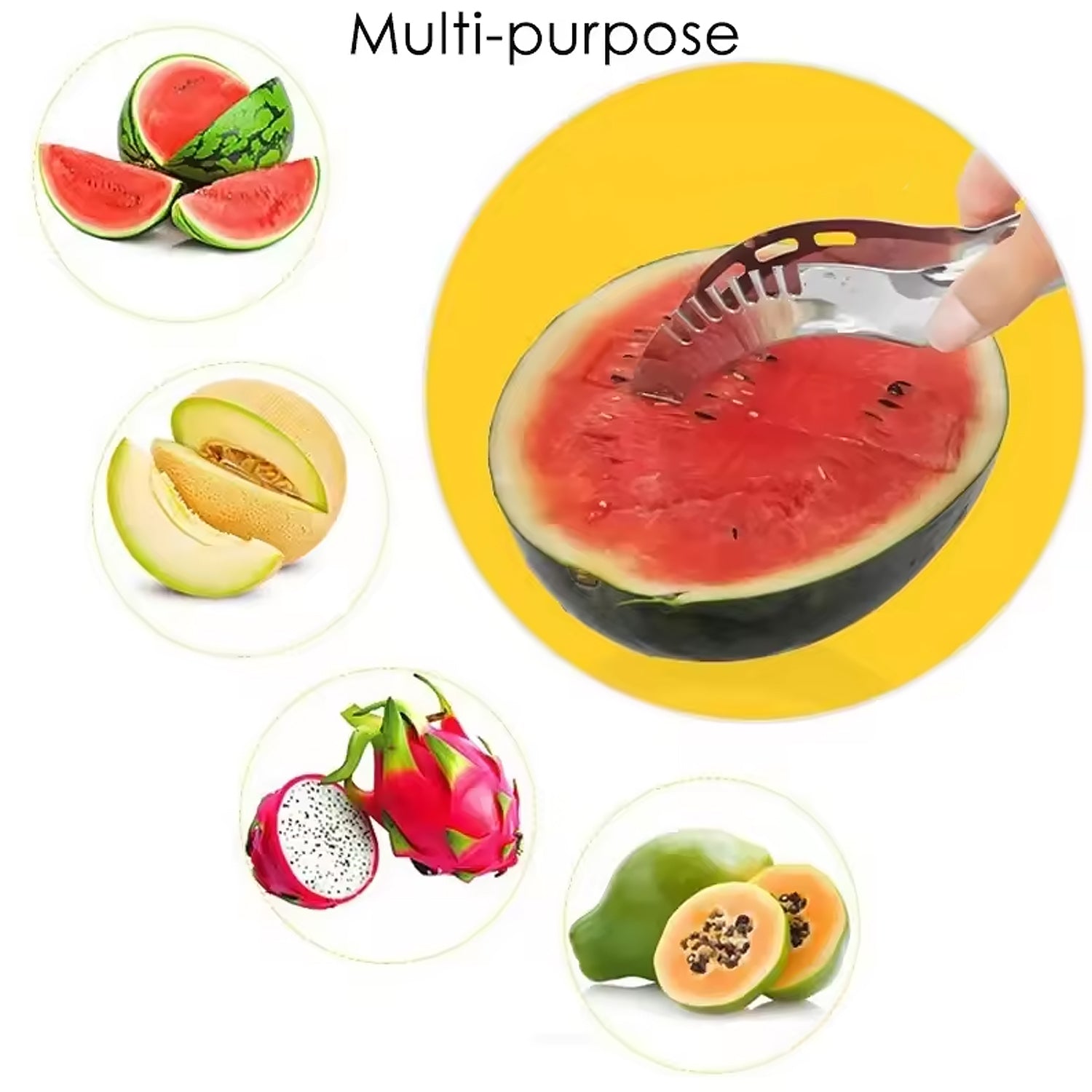 3-in-1 Stainless Steel Watermelon Slicer & Corer – Easy Fruit Cutter