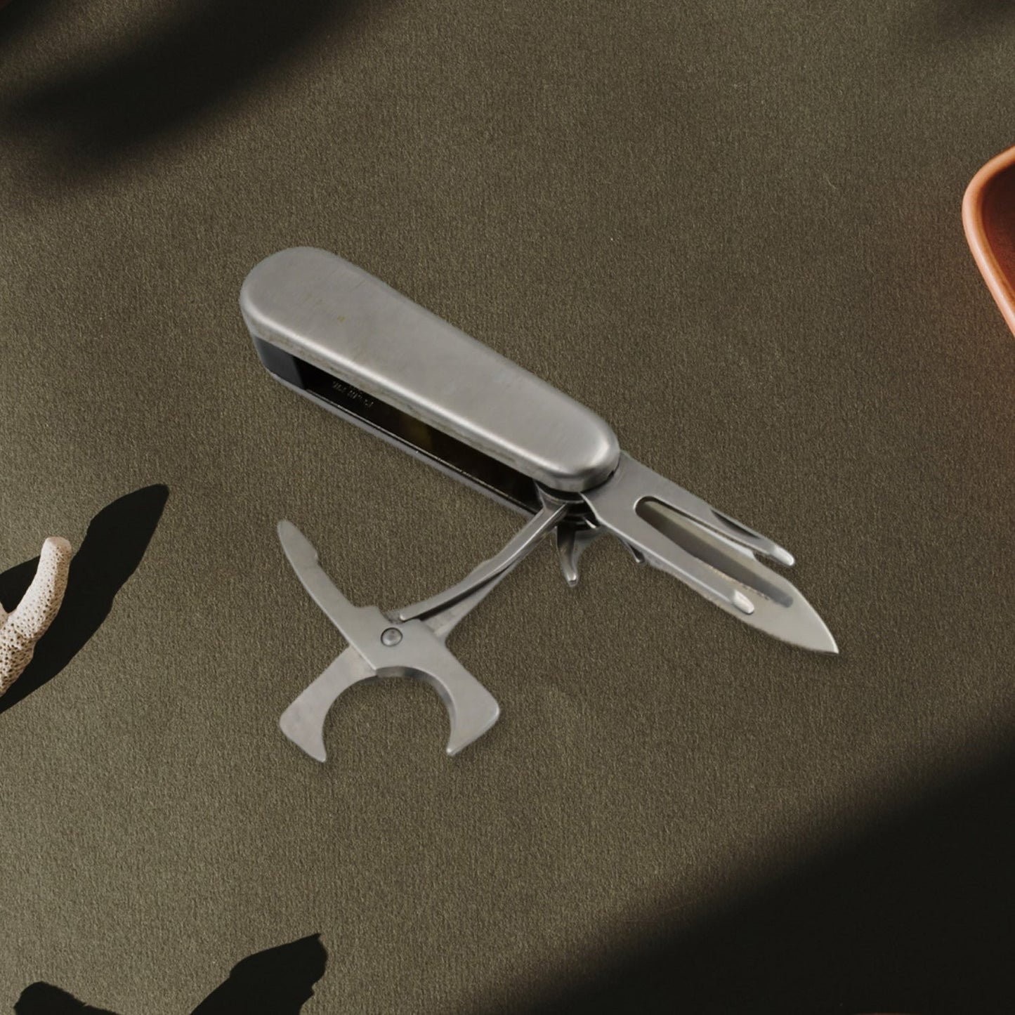 Multi-Function Stainless Steel Pocket Tool Knife – 4-in-1 with Knife, Scissors, Bottle Opener & Key Ring