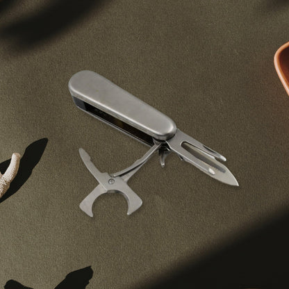 Multi-Function Stainless Steel Pocket Tool Knife – 4-in-1 with Knife, Scissors, Bottle Opener & Key Ring