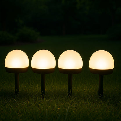 Dome Solar Garden Lights – 4 Pc LED Pathway Set, Auto On/Off