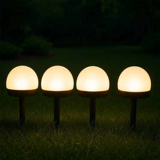 Dome Solar Garden Lights – 4 Pc LED Pathway Set, Auto On/Off