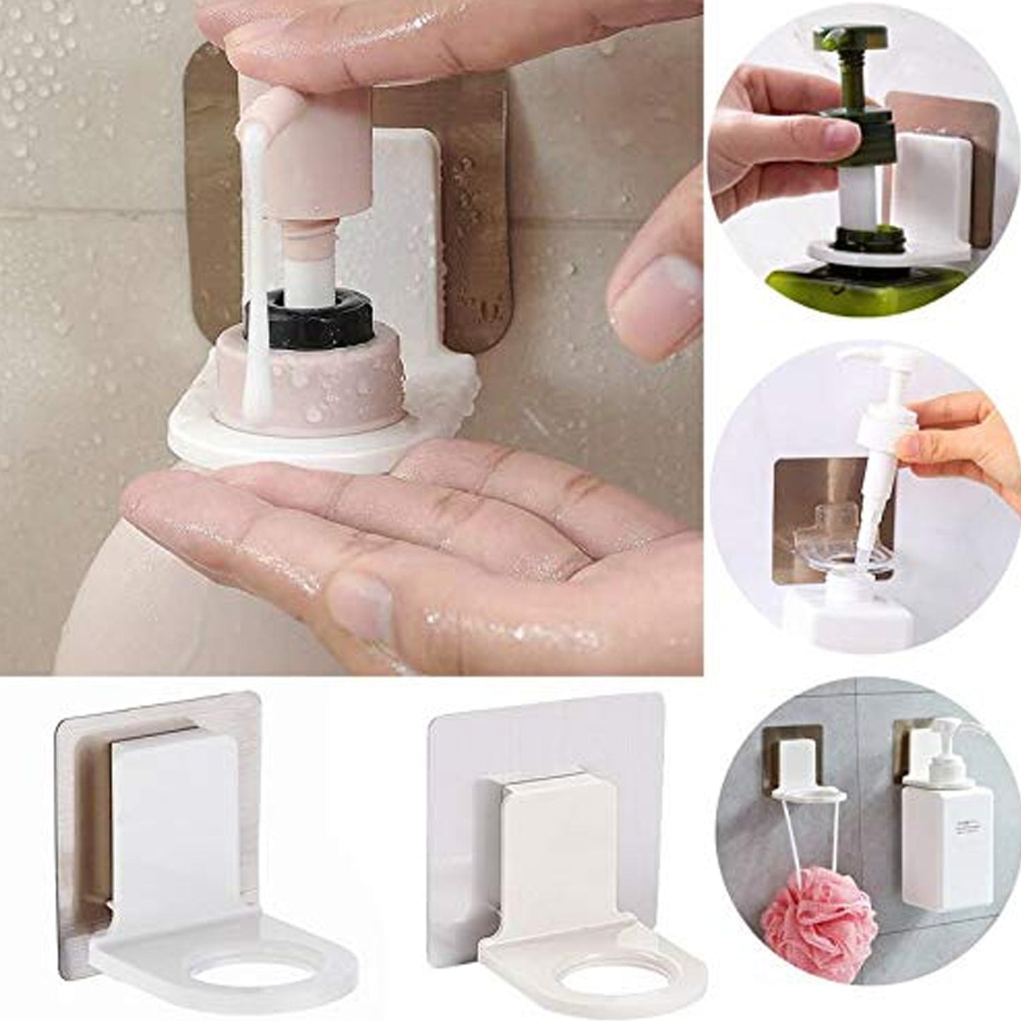 Wall-Mounted Adhesive Hook for Shampoo Bottles & Soap – Strong Hold (1 Pc)