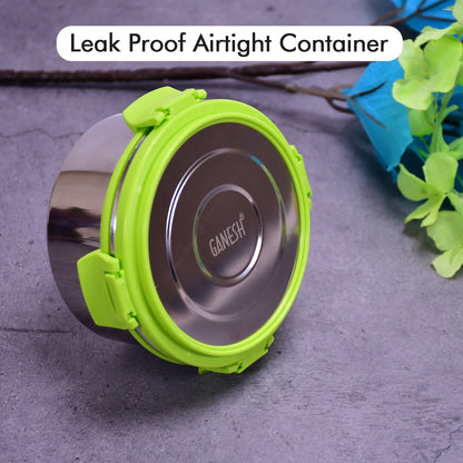 Ganesh Solo Round 400 Stainless Steel Leak-Proof Airtight Lunch Box