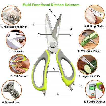 Multi-Purpose Stainless Steel Kitchen Shears with Magnetic Holder