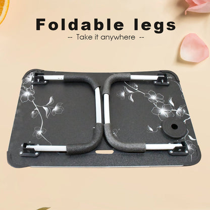 Foldable Laptop Table with Cup Holder – Portable Bed & Sofa Desk