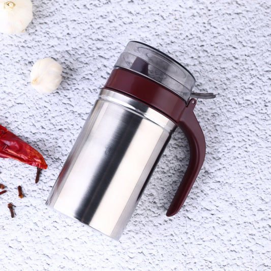 Stainless Steel Oil Dispenser with Small Nozzle – 500ml Leak-Proof Jar