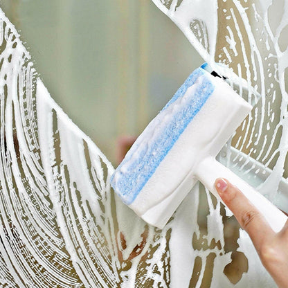2-in-1 Glass Wiper & Scrub Brush – Double-Sided Mirror & Tile Cleaner