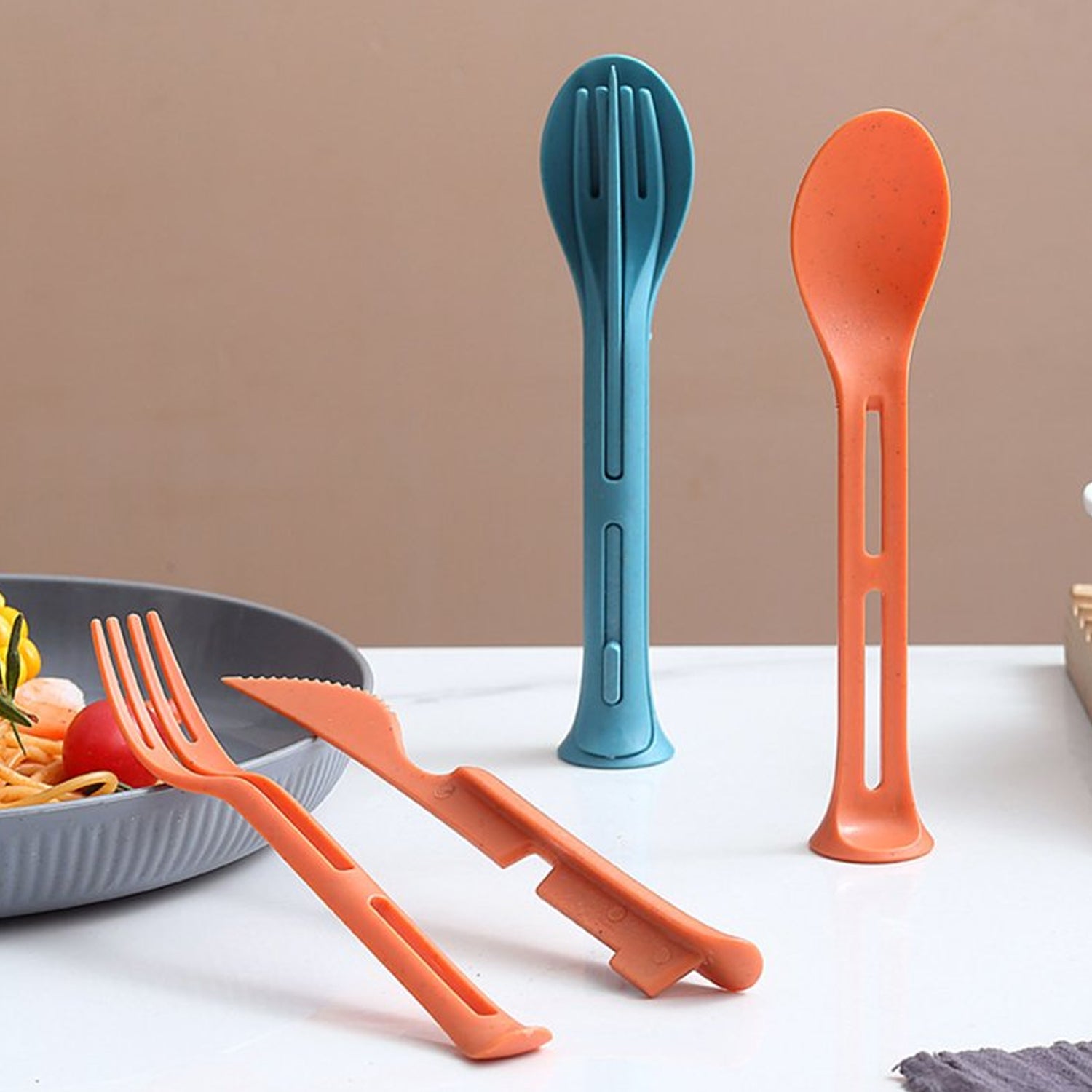 3-in-1 Reusable Cutlery Set – Spoon, Fork & Knife for Travel & Dining