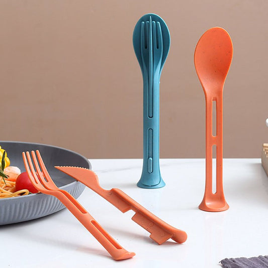 3-in-1 Reusable Cutlery Set – Spoon, Fork & Knife for Travel & Dining