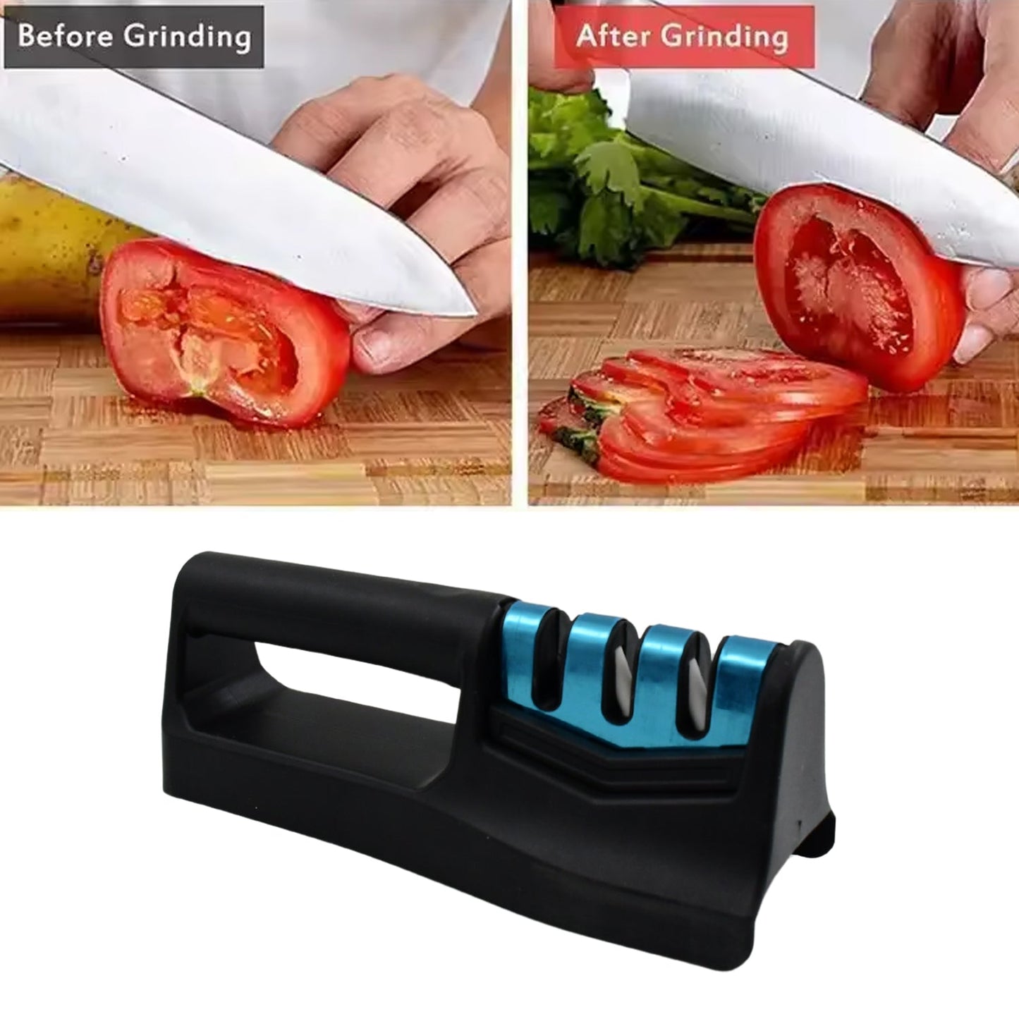 Handeld Kitchen Knife Sharpener for Chefs with 3-Step Sharpening System