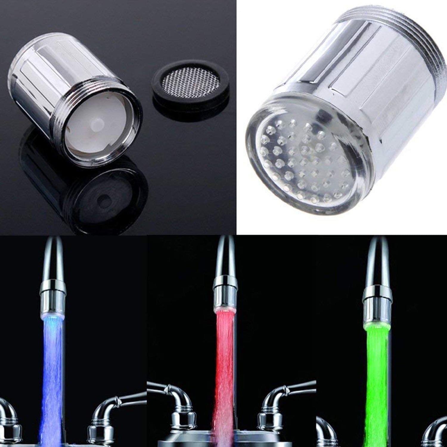 Multi-Color Changing LED Faucet Light – Water Flow Powered Tap Adapter (1 Pc)