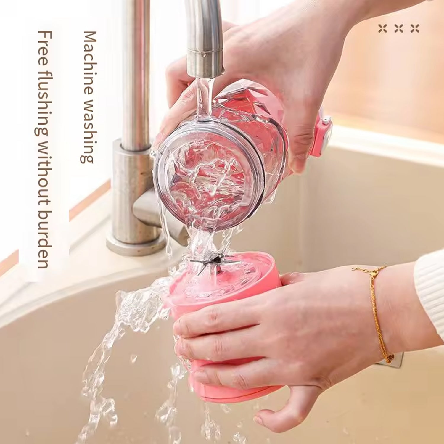 Electric Crusher Juicer with Multicolor LED and USB Charging, 8 Blades (600ML)