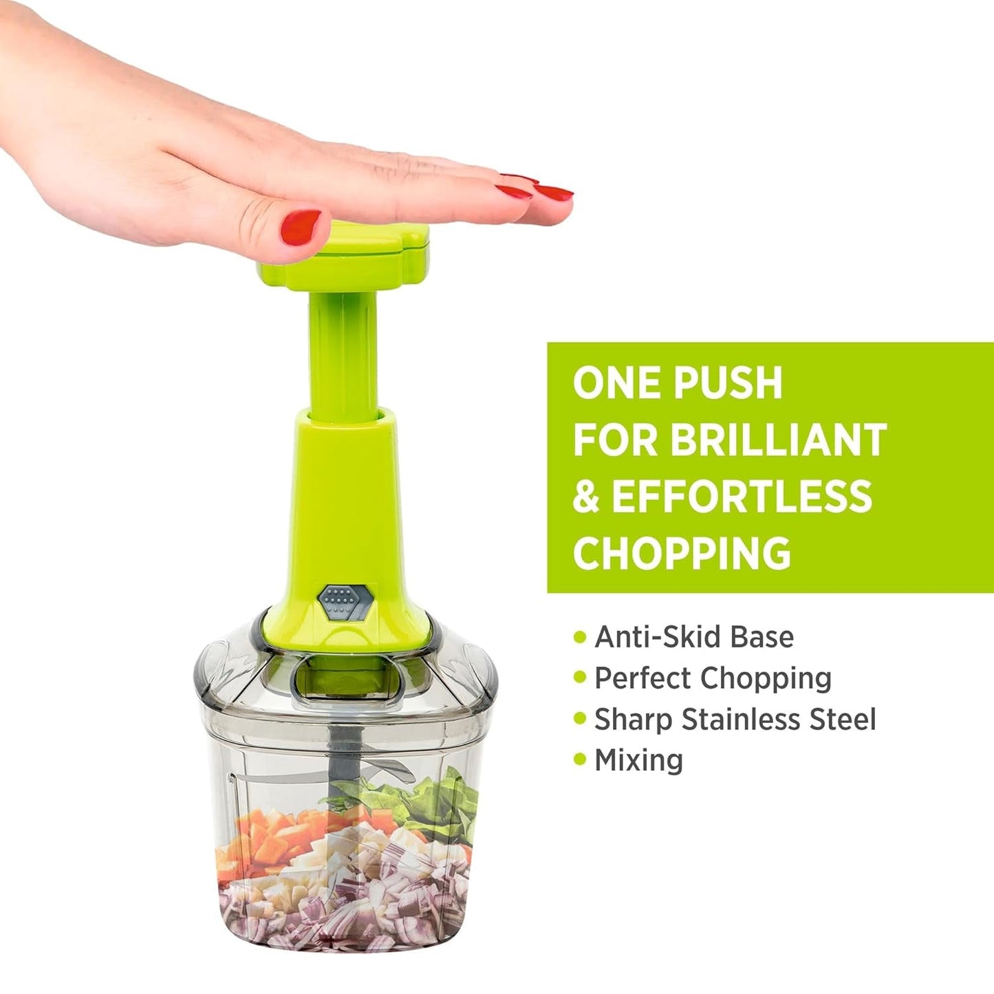 2-in-1 Push Chopper – Manual Vegetable Chopper (1100ML)