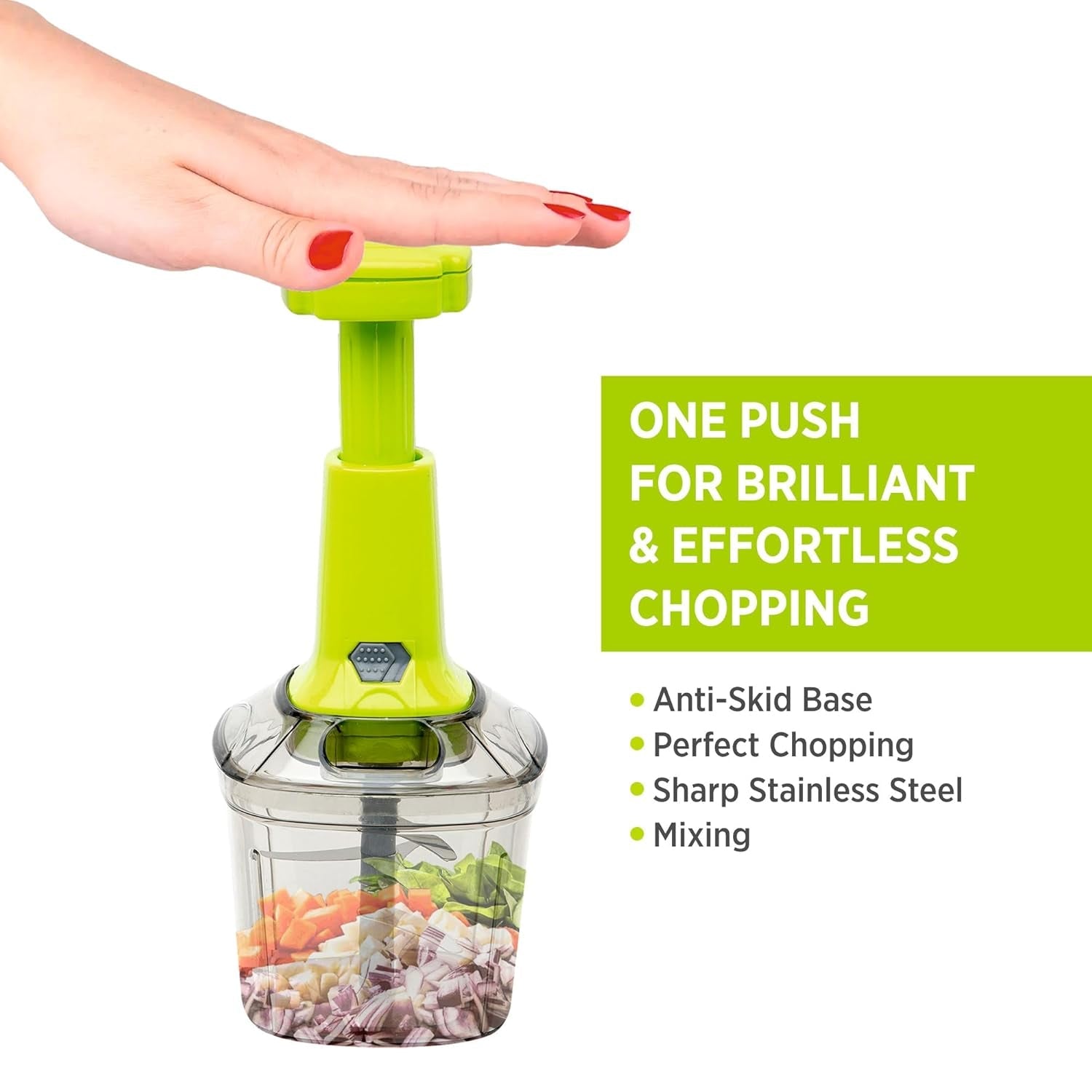 2-in-1 Push Chopper – Manual Vegetable Chopper (1100ML)