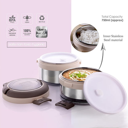 Ganesh Steko-2 Double Layer Stainless Steel Insulated Lunch Box – 750ml