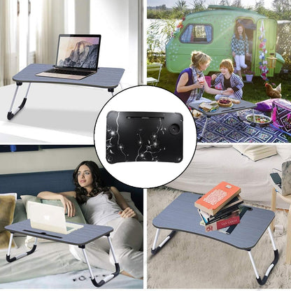 Foldable Laptop Table with Cup Holder – Portable Bed & Sofa Desk