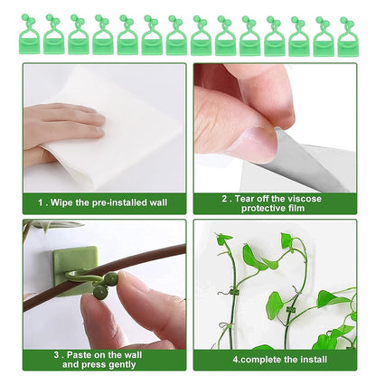 Plant Climbing Wall Fixture Clips – Self-Adhesive Vine Support Hooks for Home & Garden - Pack of 100
