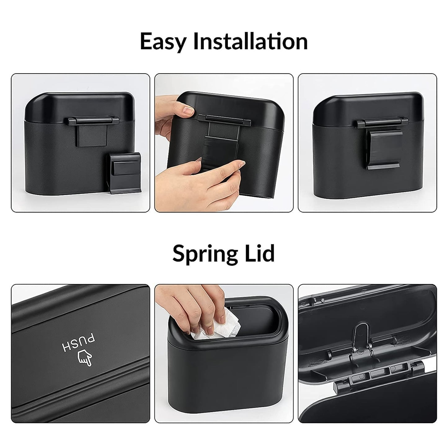 Mini Car Trash Can with Lid – Waterproof & Compact Storage