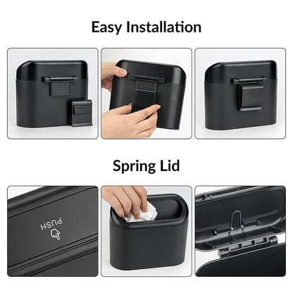 Mini Car Trash Can with Lid – Waterproof & Compact Storage