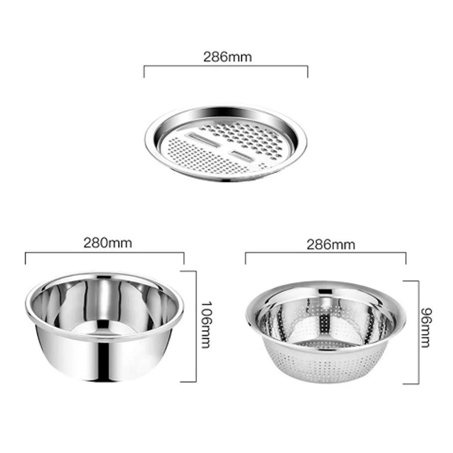 3 in 1 Julienne Grater Set with Bowl, Strainer & Cutter for Kitchen Use