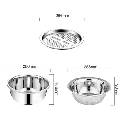 3 in 1 Julienne Grater Set with Bowl, Strainer & Cutter for Kitchen Use