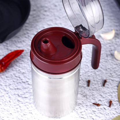 Stainless Steel Oil Dispenser with Small Nozzle – 500ml Leak-Proof Jar