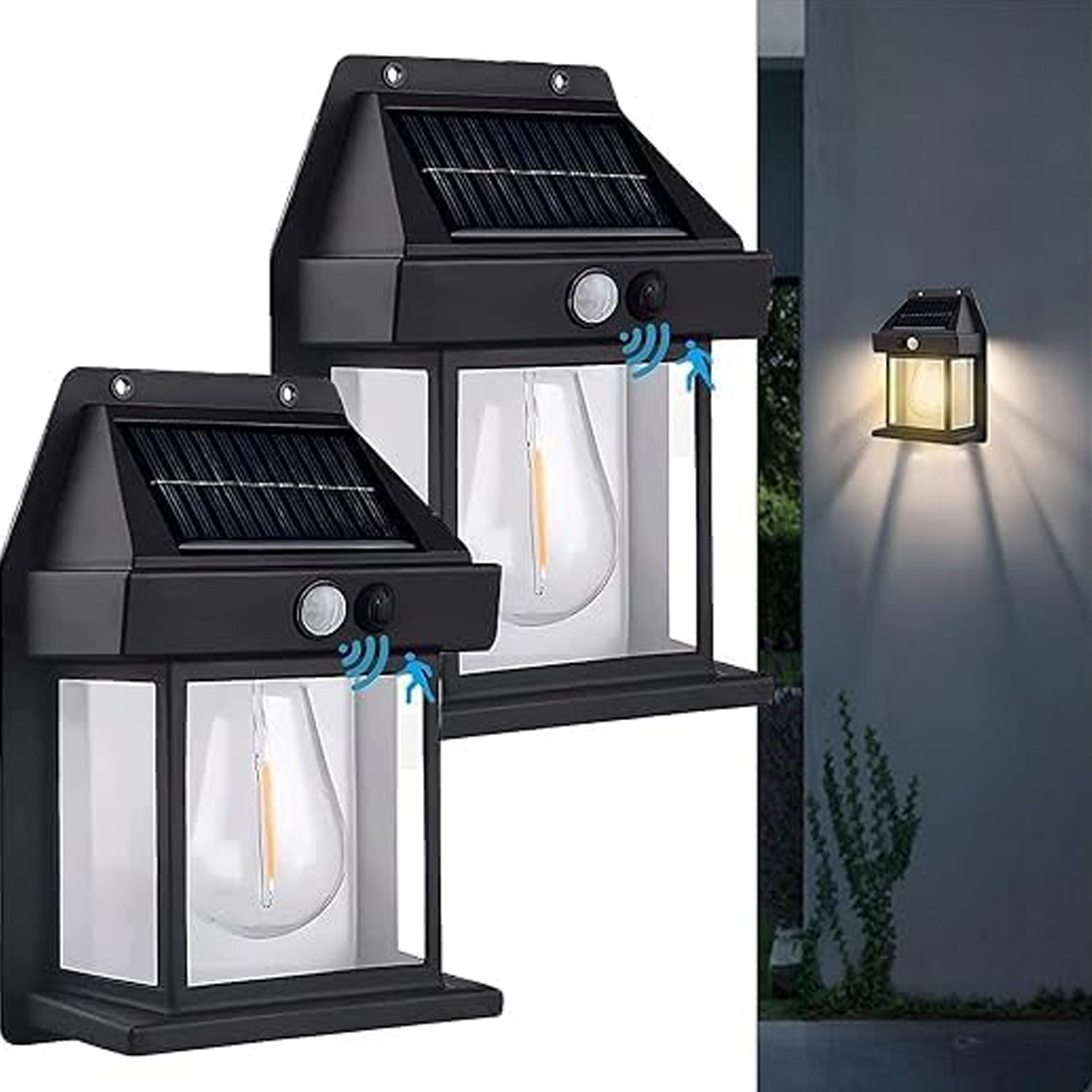 Solar Wall Lantern – Wireless Motion Sensor Dusk-to-Dawn Light