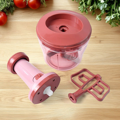 Apex Quba Push Chopper with Stainless Steel Blades & Mixing Attachment – 1000ml