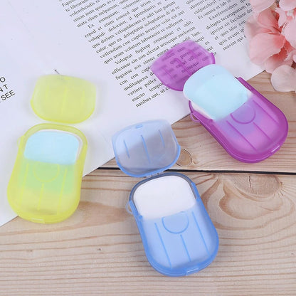 Travel Paper Soap Sheets with Mini Box – 20 Sheets, Random Color