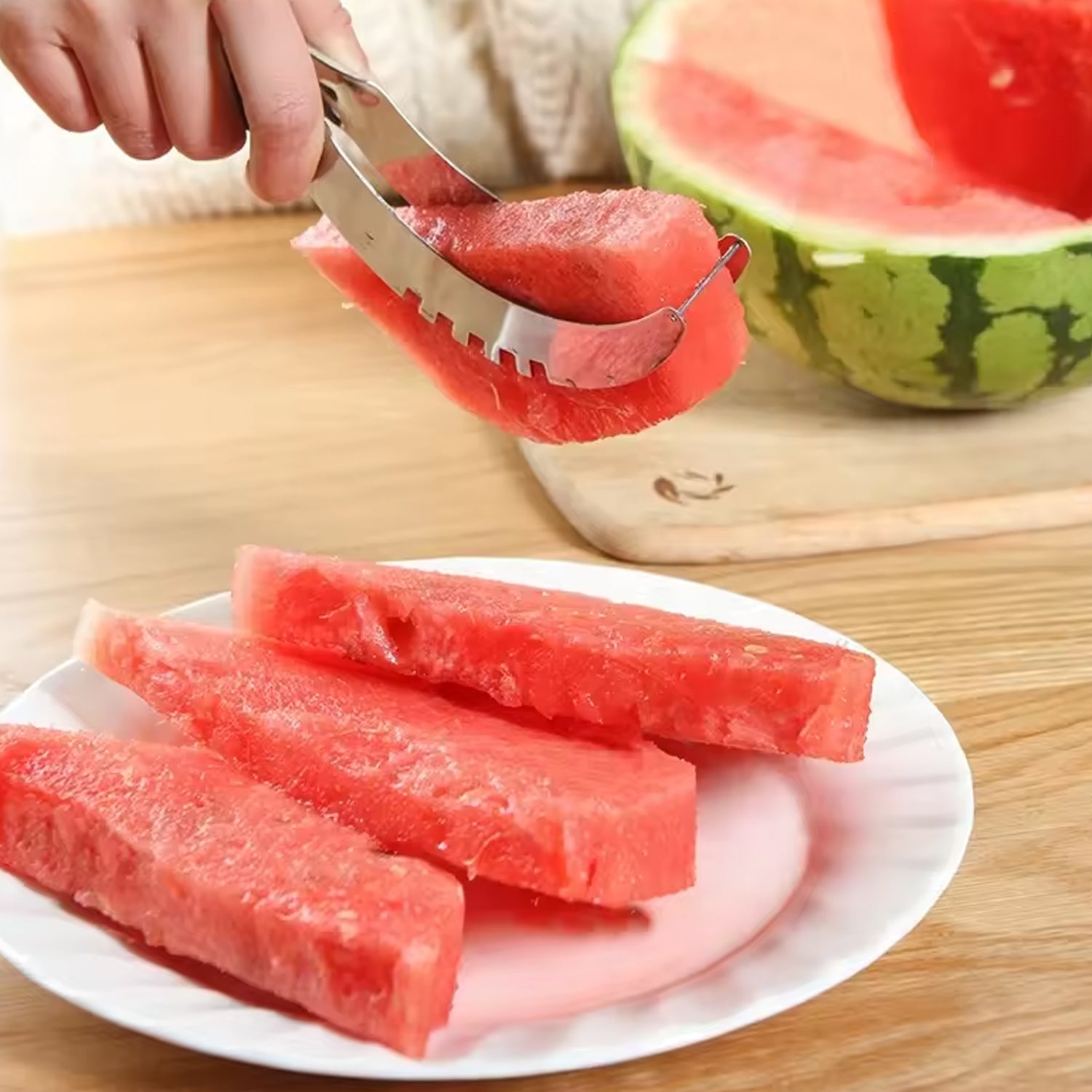 3-in-1 Stainless Steel Watermelon Slicer & Corer – Easy Fruit Cutter