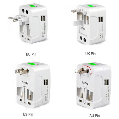 All-in-One Universal Travel Adapter Plug – AU/UK/US/EU with USB Output (1 Pc)