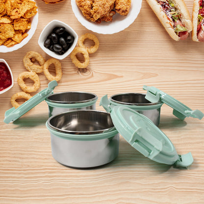 Ganesh 4in1 Lunch Box Set with 3 Steel Containers & Salad Box + Zip Bag