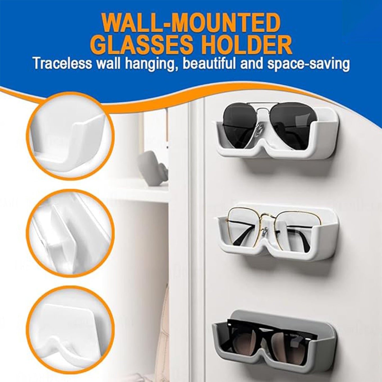 Wall Mount Sunglass Organizer – 2 Pcs Set with Adhesive Stickers