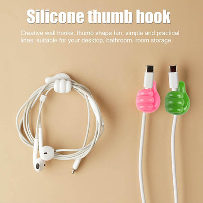 Thumb Cable Clips – Multi-Color Cord Organizer for Desk, Home, Car (10 Pc)
