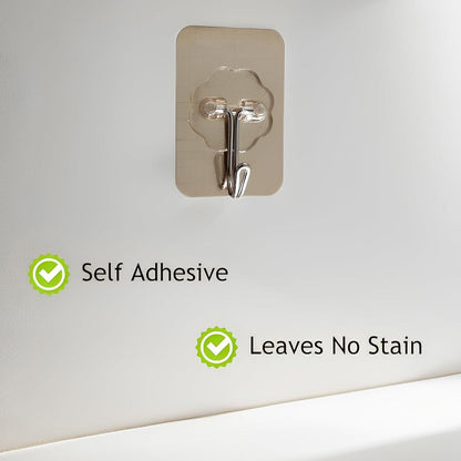 Plastic Adhesive Sticky Waterproof and Oil-Proof Wall Hook (5.5×3.5 Cm) - Pack of 10