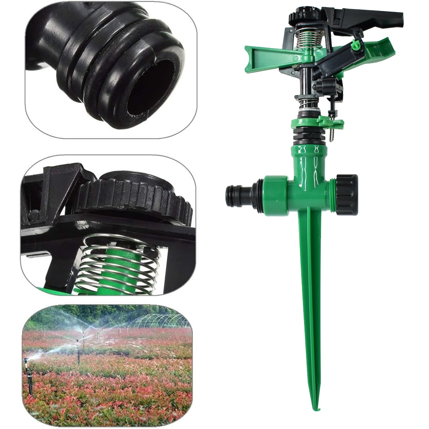 360-Degree Rotating Garden Impact Sprinkler for Efficient Irrigation - 1pc