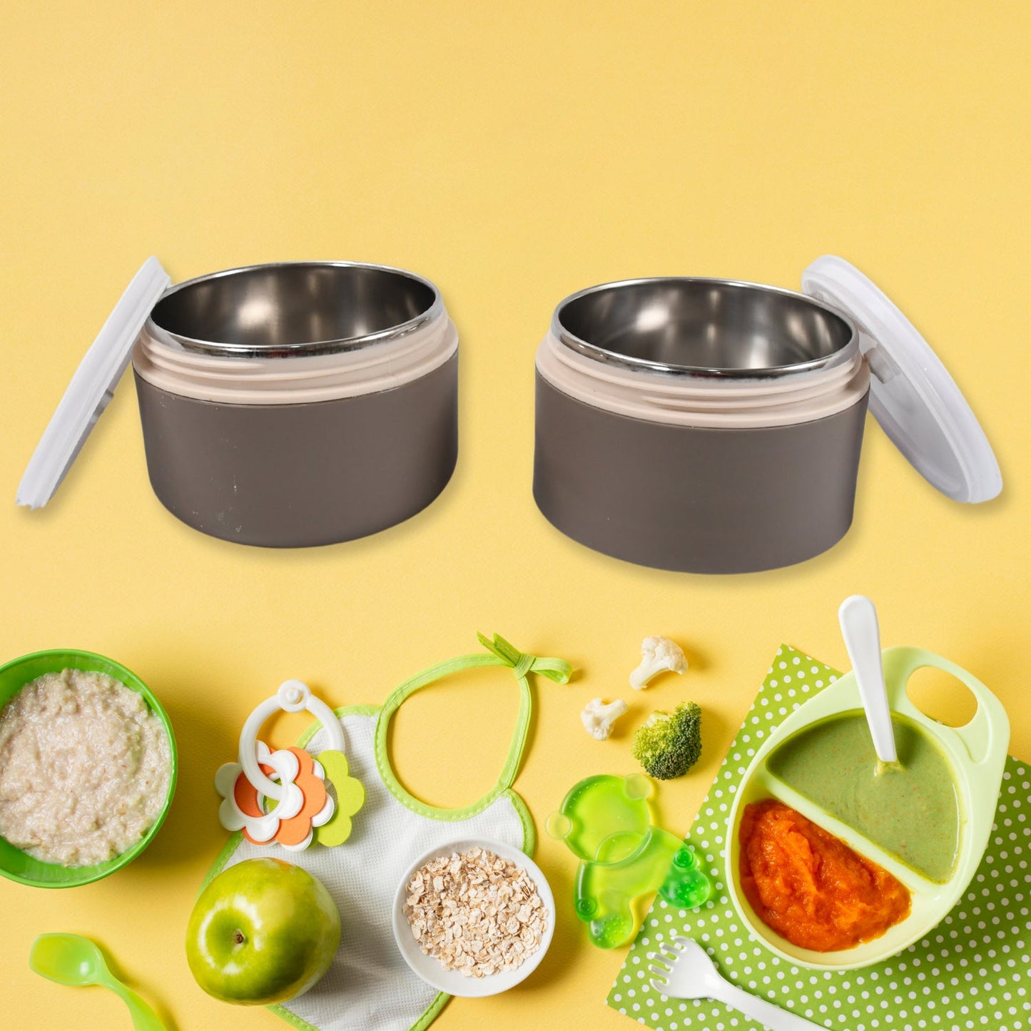 Ganesh Smart Stack 2-Layer Stainless Steel Leakproof Lunch Box – Multicolor